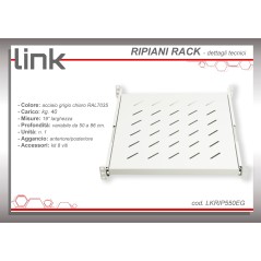 RIPIANO UNIVERSALE PER ARMADIO RACK 19" ESTRAIBILE SU BINARI TELESCOPICI 1 UNITA' GRIGIO 550MM.