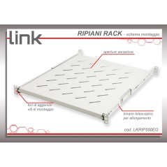 RIPIANO UNIVERSALE PER ARMADIO RACK 19" ESTRAIBILE SU BINARI TELESCOPICI 1 UNITA' GRIGIO 550MM.