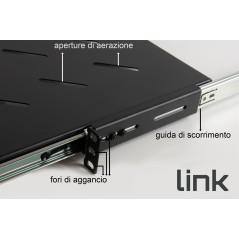 RIPIANO UNIVERSALE PER ARMADIO RACK 19" ESTRAIBILE SU BINARI TELESCOPICI 1 UNITA' NERO 550MM.