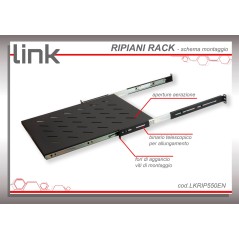 RIPIANO UNIVERSALE PER ARMADIO RACK 19" ESTRAIBILE SU BINARI TELESCOPICI 1 UNITA' NERO 550MM.