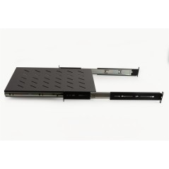 RIPIANO UNIVERSALE PER ARMADIO RACK 19" ESTRAIBILE SU BINARI TELESCOPICI 1 UNITA' NERO 550MM.
