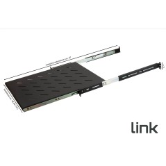 RIPIANO UNIVERSALE PER ARMADIO RACK 19" ESTRAIBILE SU BINARI TELESCOPICI 1 UNITA' NERO 550MM.