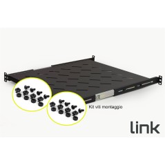 RIPIANO UNIVERSALE PER ARMADIO RACK 19" ESTRAIBILE SU BINARI TELESCOPICI 1 UNITA' NERO 550MM.