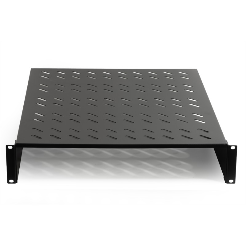 RIPIANO PER ARMADIO 19" 2 UNITA' PROFONDITA' 550 MM. (UNIVERSALE) 2 ATTACCHI (FRONTALI) COLORE NERO RIPIANO PER ARMADIO 19" 2 UNITA' PROFONDITA' 550 MM. (UNIVERSALE) 2 ATTACCHI (FRONTALI) COLORE NERO