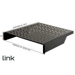 RIPIANO PER ARMADIO 19" 2 UNITA' PROFONDITA' 550 MM. (UNIVERSALE) 2 ATTACCHI (FRONTALI) COLORE NERO