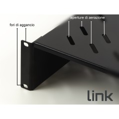 RIPIANO PER ARMADIO 19" 2 UNITA' PROFONDITA' 550 MM. (UNIVERSALE) 2 ATTACCHI (FRONTALI) COLORE NERO