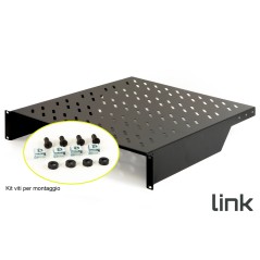 RIPIANO PER ARMADIO 19" 2 UNITA' PROFONDITA' 550 MM. (UNIVERSALE) 2 ATTACCHI (FRONTALI) COLORE NERO