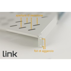 RIPIANO UNIVERSALE PER ARMADIO RACK 19" ALLUNGABILE 570 MM CON 4 AGGANCI GRIGIO