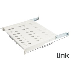 RIPIANO UNIVERSALE PER ARMADIO RACK 19" ALLUNGABILE 570 MM CON 4 AGGANCI GRIGIO