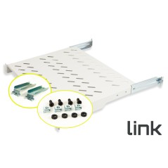 RIPIANO UNIVERSALE PER ARMADIO RACK 19" ALLUNGABILE 570 MM CON 4 AGGANCI GRIGIO