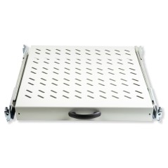 RIPIANO UNIVERSALE PER ARMADIO RACK 19" ESTRAIBILE SU BINARI TELESCOPICI 1 UNITA' GRIGIO 570 MM.