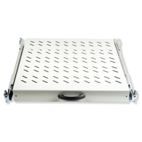 RIPIANO UNIVERSALE PER ARMADIO RACK 19" ESTRAIBILE SU BINARI TELESCOPICI 1 UNITA' GRIGIO 570 MM.
