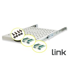 RIPIANO UNIVERSALE PER ARMADIO RACK 19" ESTRAIBILE SU BINARI TELESCOPICI 1 UNITA' GRIGIO 570 MM.