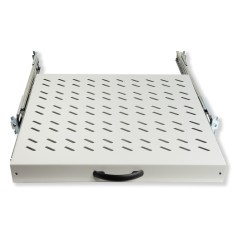 RIPIANO UNIVERSALE PER ARMADIO RACK 19" ESTRAIBILE SU BINARI TELESCOPICI 1 UNITA' GRIGIO 570 MM.