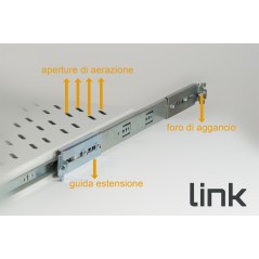 RIPIANO UNIVERSALE PER ARMADIO RACK 19" ESTRAIBILE SU BINARI TELESCOPICI 1 UNITA' GRIGIO 570 MM.
