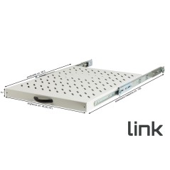 RIPIANO UNIVERSALE PER ARMADIO RACK 19" ESTRAIBILE SU BINARI TELESCOPICI 1 UNITA' GRIGIO 570 MM.