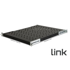 RIPIANO UNIVERSALE PER ARMADIO RACK 19" ALLUNGABILE 570 MM CON 4 AGGANCI NERO