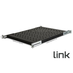 RIPIANO UNIVERSALE PER ARMADIO RACK 19" ALLUNGABILE 570 MM CON 4 AGGANCI NERO