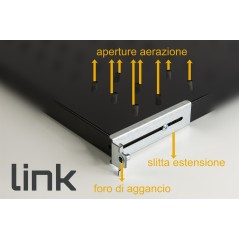 RIPIANO UNIVERSALE PER ARMADIO RACK 19" ALLUNGABILE 570 MM CON 4 AGGANCI NERO