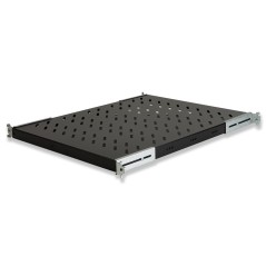 RIPIANO UNIVERSALE PER ARMADIO RACK 19" ALLUNGABILE 570 MM CON 4 AGGANCI NERO