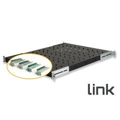 RIPIANO UNIVERSALE PER ARMADIO RACK 19" ALLUNGABILE 570 MM CON 4 AGGANCI NERO