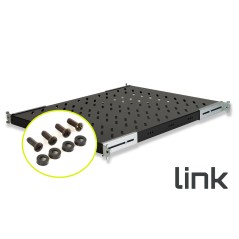 RIPIANO UNIVERSALE PER ARMADIO RACK 19" ALLUNGABILE 570 MM CON 4 AGGANCI NERO