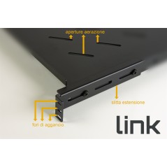 RIPIANO PER ARMADIO RACK 19" ALLUNGABILE 650 MM CON 4 AGGANCI NERO