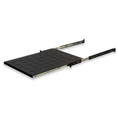 RIPIANO UNIVERSALE PER ARMADIO RACK 19" ESTRAIBILE SU BINARI TELESCOPICI 1 UNITA' NERO 650MM.