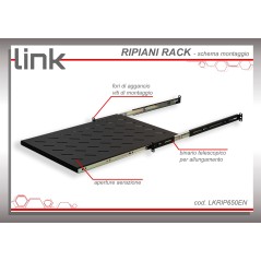 RIPIANO UNIVERSALE PER ARMADIO RACK 19" ESTRAIBILE SU BINARI TELESCOPICI 1 UNITA' NERO 650MM.