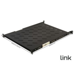 RIPIANO UNIVERSALE PER ARMADIO RACK 19" ESTRAIBILE SU BINARI TELESCOPICI 1 UNITA' NERO 650MM.