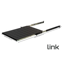 RIPIANO UNIVERSALE PER ARMADIO RACK 19" ESTRAIBILE SU BINARI TELESCOPICI 1 UNITA' NERO 650MM.