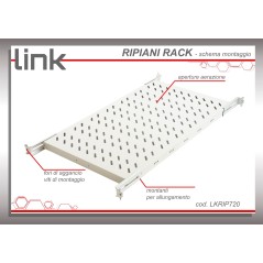 RIPIANO UNIVERSALE PER ARMADIO RACK 19" ALLUNGABILE 720 MM CON 4 AGGANCI GRIGIO