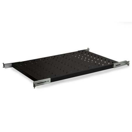 RIPIANO UNIVERSALE PER ARMADIO RACK 19" ALLUNGABILE 720 MM CON 4 AGGANCI NERO