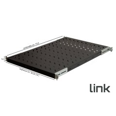 RIPIANO UNIVERSALE PER ARMADIO RACK 19" ALLUNGABILE 720 MM CON 4 AGGANCI NERO