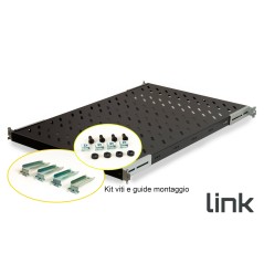 RIPIANO UNIVERSALE PER ARMADIO RACK 19" ALLUNGABILE 720 MM CON 4 AGGANCI NERO