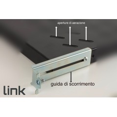 RIPIANO UNIVERSALE PER ARMADIO RACK 19" ALLUNGABILE 720 MM CON 4 AGGANCI NERO