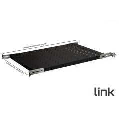 RIPIANO UNIVERSALE PER ARMADIO RACK 19" ALLUNGABILE 720 MM CON 4 AGGANCI NERO