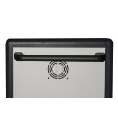 ARMADIO ALLOGGIAMENTO 40 TABLET CON RUOTE MULTIPRESE INCLUSE VENTOLE DI RAFFREDDAMENTO PORTA IN ACCIAIO TRAFORATA COLORE GRIGIO