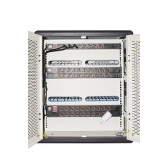 ARMADIO ALLOGGIAMENTO 40 TABLET CON RUOTE MULTIPRESE INCLUSE VENTOLE DI RAFFREDDAMENTO PORTA IN ACCIAIO TRAFORATA COLORE GRIGIO