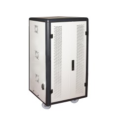 ARMADIO ALLOGGIAMENTO 45 TABLET CON RUOTE MULTIPRESE INCLUSE VENTOLE DI RAFFREDDAMENTO PORTA IN ACCIAIO TRAFORATA COLORE GRIGIO
