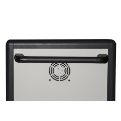 ARMADIO ALLOGGIAMENTO 45 TABLET CON RUOTE MULTIPRESE INCLUSE VENTOLE DI RAFFREDDAMENTO PORTA IN ACCIAIO TRAFORATA COLORE GRIGIO