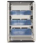 ARMADIO ALLOGGIAMENTO 60 TABLET CON RUOTE MULTIPRESE INCLUSE VENTOLE DI RAFFREDDAMENTO PORTA IN ACCIAIO TRAFORATA COLORE GRIGIO