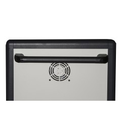 ARMADIO ALLOGGIAMENTO 60 TABLET CON RUOTE MULTIPRESE INCLUSE VENTOLE DI RAFFREDDAMENTO PORTA IN ACCIAIO TRAFORATA COLORE GRIGIO