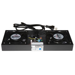 MODULO 2 VENTOLE CON TERMOSTATO PER ARMADI RACK A MURO LINK COLORE NERO