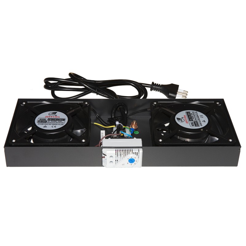 MODULO 2 VENTOLE CON TERMOSTATO PER ARMADI RACK A MURO LINK COLORE NERO