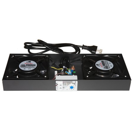 MODULO 2 VENTOLE CON TERMOSTATO PER ARMADI RACK A MURO LINK COLORE NERO