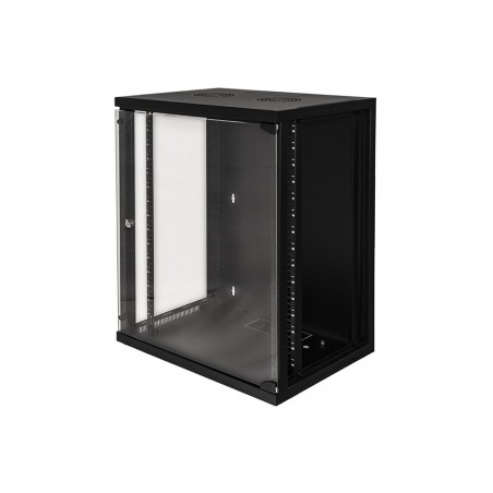 ARMADIO RACK 19" 15 UNITA' DA MURO PER RETI (A)750 X (L)540 X (P) 450 MM COLORE NERO PORTA VETRO