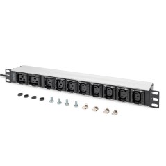 DIGITUS PRESA MULTIPLA CON PROFILO IN ALLUMINIO, 10X CON PROTEZIONE PULL-OUT, CAVO DI ALIMENTAZIONE DI 2 M, PRESA IEC C20