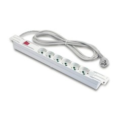 MULTIPRESA ALIMENTAZIONE PER RACK 19" IN PLASTICA CON 6 PRESE UNIVERSALI TRIPOLARI/SCHUKO CON INTERRUTTORE E SPINA SCHUKO CAVO M