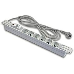 MULTIPRESA ALIMENTAZIONE PER RACK 19" IN PLASTICA CON 6 PRESE UNIVERSALI TRIPOLARI/SCHUKO MAGNETOTERMICA CON SPINA SCHUKO CAVO M